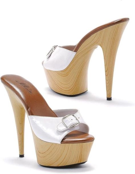 Amazon.com | Ellie Shoes Women's 609-Barbara Mule Wood Platform Heels White 8 | Mules & Clogs High Heel Sandals Platform, Mules Heels, High Heel Clogs, Wooden Heels, Ellie Shoes, Heeled Mule, Leather Western Boots, Hot Heels, Fancy Shoes