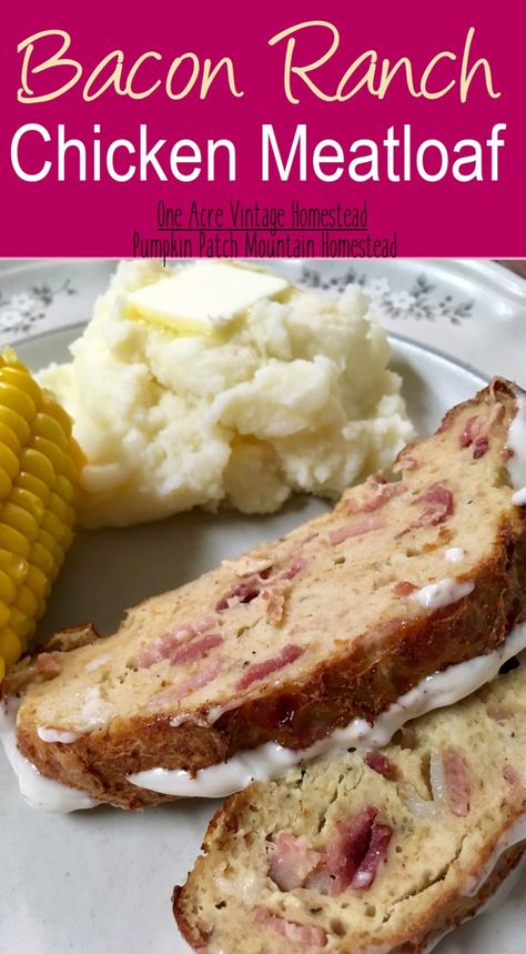 Bacon Ranch Chicken Meatloaf ⋆ One Acre Vintage & Pumpkin Patch Mtn. Honey Pepper Chicken Tenders, Four Cheese Mac And Cheese, Ranch Meatloaf, Chicken Meatloaf Recipe, Cheese With Honey, Chicken Mac And Cheese Recipe, Honey Pepper Chicken, Ground Beef Meatloaf, Tasty Meatloaf Recipe