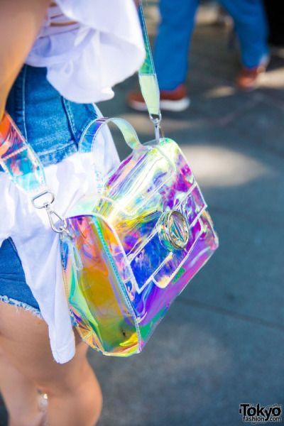 Sling Bags For Girls Fashion, Denim Corset Belt, Streets Of Tokyo, Statement Purse, Holographic Bag, Cute School Stationary, Clear Handbags, Cute Dresses For Party, Harajuku Girls