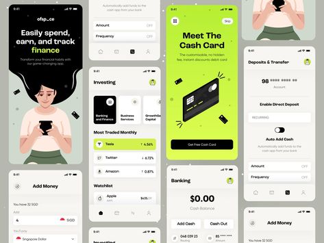 Fintech App UI by Ofspace UX/UI on Dribbble Fintech App Ui Design, Fintech Design, App Green, Fintech App, Credit Card App, App Interface Design, Mobile Ui Design, Mobile App Ui, App Interface