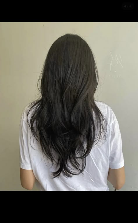 Manta Ray Haircut, Asian Layer Hair, Medium Layered V Shaped Haircut, Long Layered Haircuts Asian Hair, Asian Long Layered Haircuts, Wispy Ends Haircut, Hair Cuts For Long Thick Hair Straight, Long Layered Hair Asian Straight, Korean Hairstyle Layered