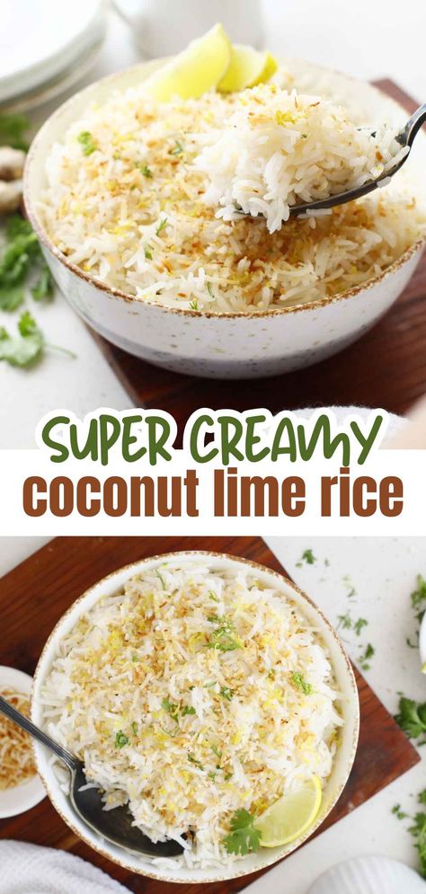 Coconut Lime Rice Grits Dishes, Coconut Lime Rice, Cilantro Lime Rice Recipe, Lime Rice Recipes, Coconut Rice Recipe, Lime Rice, Bad Intentions, Cilantro Lime Rice, Best Appetizer Recipes