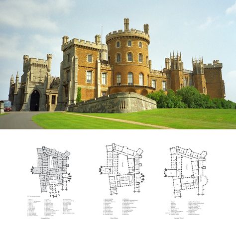 Belvoir Castle (/ˈbiːvər/ BEE-vər) is a historic castle and stately home in Leicestershire, England. The Castle was first built immediately after the Norman Conquest of 1066 and has since been rebuilt at least three times, the surviving structure, a grade I listed building, dating from the early 19th century. It is the seat of David Manners, 11th Duke of Rutland, whose direct male ancestor inherited it in 1508. It remains the private property of the Duke of Rutland but is open to the public. Castle Plans Layout, Castle Floor Plans Medieval, Castle Blueprints, Manor Floor Plan, Castle Layout, Castle House Plans, Belvoir Castle, Castle Floor Plan, Castle Plans