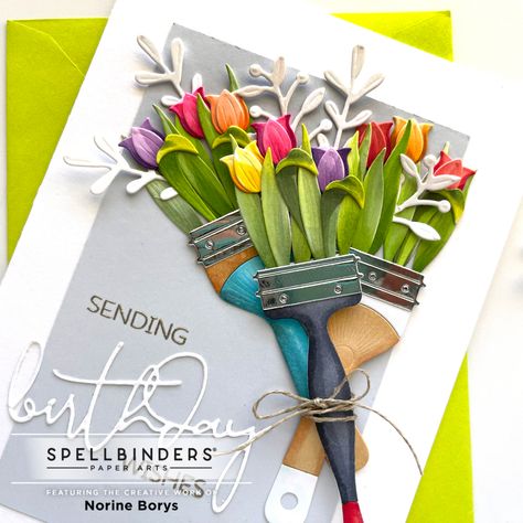 Spellbinders Paintbrush Cards, Spellbinders Paint Brush, Spellbinders Paint Your World, Spellbinders Painted Blooms, Spellbinders Perfect Floral Bloom, Spellbinders Floral Stems, Spellbinders Sealed Wildflowers, Spellbinders Dies, Greeting Card Art