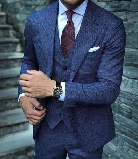 men's outfit on Instagram: "Elegant ⚡💙" Mid Blue Suit, Bond Suits, Formal Mens Fashion, Mens Fashion Blog, Mens Casual Dress Outfits, Mens Fashion Classy, Mens Lifestyle, Mens Casual Dress, Men’s Suits