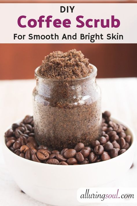 Coffee Scrub for smooth and Bright Skin Scrub For Glowing Skin, Frankincense Anti Aging, Coffee Scrub Recipe, Vanilla Salt, Coffee Scrub Diy, Homemade Skincare, Coffee Face Scrub, Scrub Diy, Bath Items