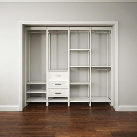 Closets by Liberty 7.5-ft to 7.5-ft W x 7-ft H Classic White Wood Closet Kit in the Wood Closet Kits department at Lowes.com Closet Organization System, Wood Closet Organizers, Wood Closet Systems, Wood Closet, Closet Kits, Closet Organizing Systems, Closet Drawers, Build A Closet, Small Closet