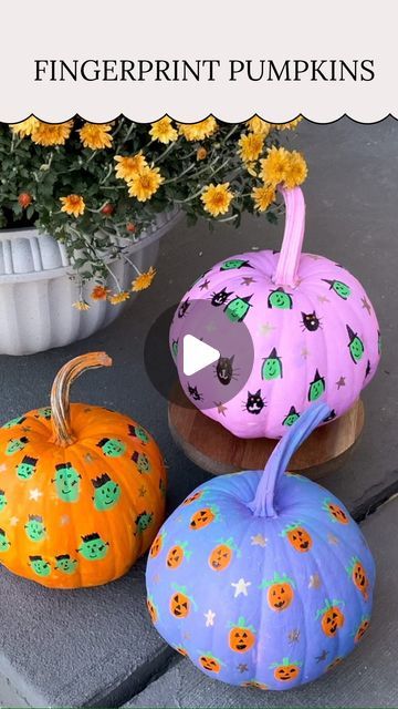 Kelsi Savage on Instagram: "🎃 DIY Fingerprint Pumpkins 🎃⁣⁣
⁣
Here’s a super cute way to decorate pumpkins for Halloween!! We let the kids paint their pumpkins first and then after they dried, they used a different color paint to make fingerprints all over them! After that dries you can turn them into some fun Halloween characters! Save this for when you’re ready for pumpkin decorating!⁣⁣
.⁣⁣
.⁣⁣
. ⁣
.⁣⁣
#halloween #pumpkins #pumpkinpainting #diyhalloween #halloweendiy #halloweencrafts #halloweencraft #trickortreat #spookyszn #spookyseason #halloweeneveryday #halloweenishere" Pumpkin Painting Toddler, Creative Pumpkin Carving Ideas Funny, Preschool Pumpkin Decorating, Toddler Pumpkin Decorating, Pumpkin Painting Ideas Kids, Decorate Pumpkin Ideas, Toddler Pumpkin Painting, Pumpkin Painting For Kids, Pumpkin Painting Ideas For Kids