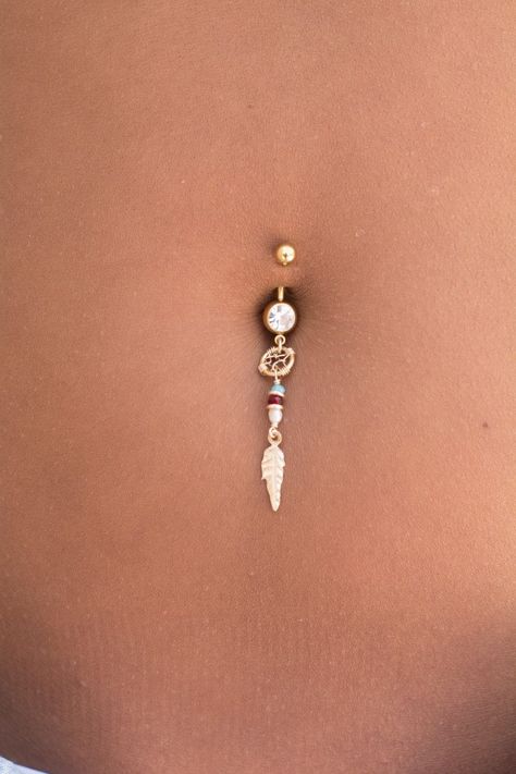 Belly ring handmade dreamcatcher feather & gemstone belly Coachella Jewelry, Leaf Ear Cuffs, Bellybutton Piercings, Belly Button Piercing Jewelry, Belly Piercing Jewelry, Navel Jewelry, Belly Button Jewelry, Navel Piercing, Belly Jewelry