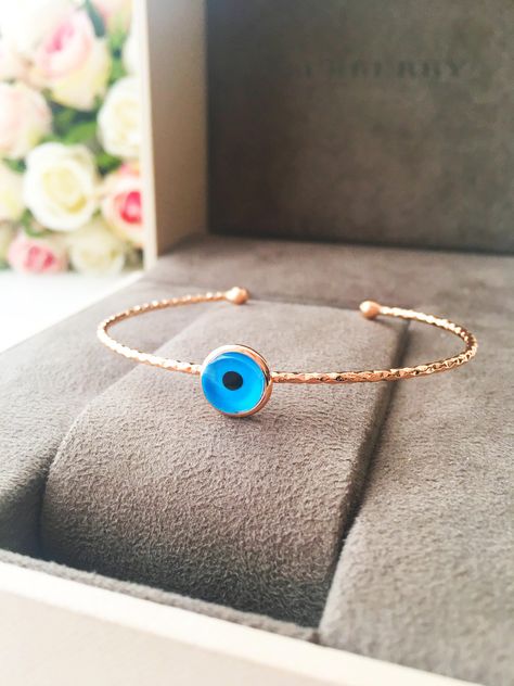 Evil Eye Bangle, Rose Gold Beaded Bracelet, Gold Beaded Bracelet, Bracelet Evil Eye, Layered Bracelet, Rose Gold Beads, Bracelet Dainty, Dainty Bracelet, Gold Bead Bracelets