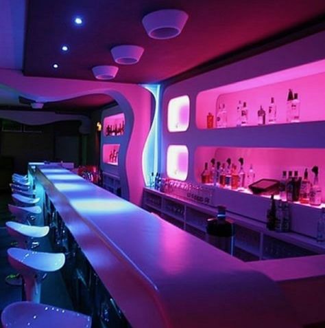 ♡ pinterest // sadwhore ♡ Club Lighting, Nightclub Design, Futuristic Aesthetic, New Retro Wave, Stair Lighting, Restaurant Lighting, Bowling Alley, Neon Aesthetic, Neo Noir