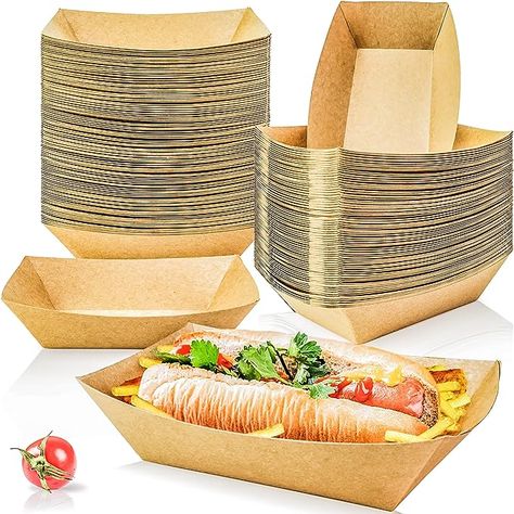 Amazon.com: MotBach 100 Pack 3lb Kraft Paper Food Trays, Heavy-Duty Paper Food Boat Disposable Serving Basket Tray for French Fries Nachos Snack Hot Dog Taco BBQ Popcorn Party Picnic Wedding Party (Brown) : Industrial & Scientific Taco Bread, Fries Nachos, Bbq Popcorn, Serving Basket, Kitchen Christmas Gifts, Popcorn Party, Paper Food, Small Cakes, Backyard Movie