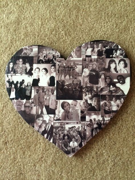 Picture Collage Craft Ideas, Couple Picture Collage Ideas, Gift Ideas With Pictures, Photo Board Ideas, Mothers Day Collage, Letter With Pictures, Letter Picture Collages, Heart Picture Collage, Diy Birthday Gifts For Friends