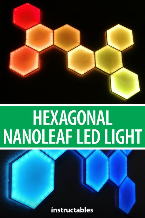 Nanoleaf Hexagon, Nanoleaf Lights Triangle, Nanoleaf Panels, Led Light Diy, Hexa Led Lights, Nanoleaf Lights Hexagon, Nanoleaf Aurora, Led Hexagon Light, Nanoleaf Designs