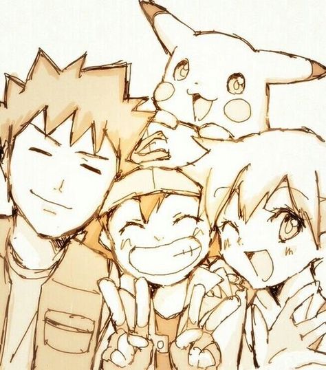 Ash, Brock, Misty, Pikachu, peace signs; Pokemon Ash Brock Misty, Ash And Pikachu Sketch, Pokemon Ash And Pikachu Drawings, Pokemon Ash Drawings Sketches, Pokemon Ash Misty And Brock, Ash Pokemon Drawing, Ash And Pikachu Drawing, Ash Misty Brock, Pokemon Drawings Sketches