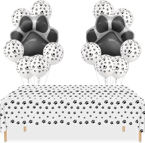 PIXHOTUL Dog Party Decorations - 3Pcs Black Puppy Paw Print Tablecloths, 14Pcs Dog Paw Foil Balloons Paw Pattern Disposable Table Cover for Dog Cat Themed Birthday Party Supplies Check more at https://ngatiranana.org.uk/product/pixhotul-dog-party-decorations-3pcs-black-puppy-paw-print-tablecloths-14pcs-dog-paw-foil-balloons-paw-pattern-disposable-table-cover-for-dog-cat-themed-birthday-party-supplies/ Print Tablecloths, Dog Party Decorations, Puppy Paw Print, Dog Themed Birthday Party, Cat Themed Birthday Party, Puppy Paw Prints, Puppy Paw, Black Puppy, Paw Pattern