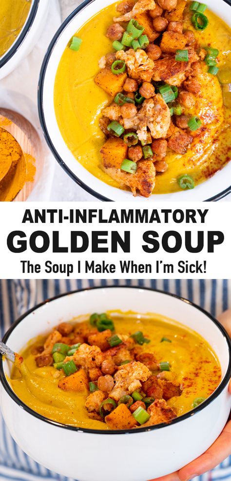 Soup With Turmeric, Golden Soup, Inflammation Diet Recipes, Healthy Soup Recipe, Anti Inflammation Recipes, Inflammation Diet, Usa Food, Vegan Soup, Easy Soups