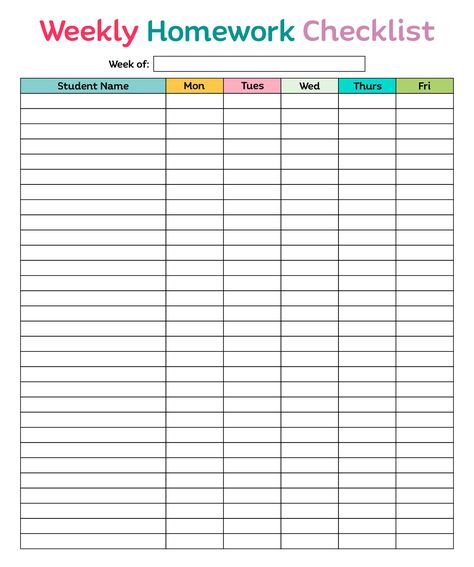 Weekly Student Homework Checklists Printable Teacher Rp Classroom Ideas, Homework Completion Chart, Grade Check Form, Student Checklist Template, Grading Sheets For Teachers, Homework Log Template Free Printable, Grade Tracker Printable Free, Homework Checklist Printable Free, Homework Tracker Printable Free