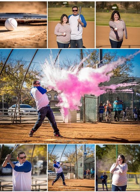 Cute baseball theme baby reveal. Jokes To Tell Your Boyfriend, Unique Gender Reveal Party Ideas, Gender Reveal Photo Shoot, Gender Reveal Pictures, Baseball Gender Reveal, Gender Reveal Photography, Jokes To Tell, Unique Pregnancy Announcement, Baseball Ideas