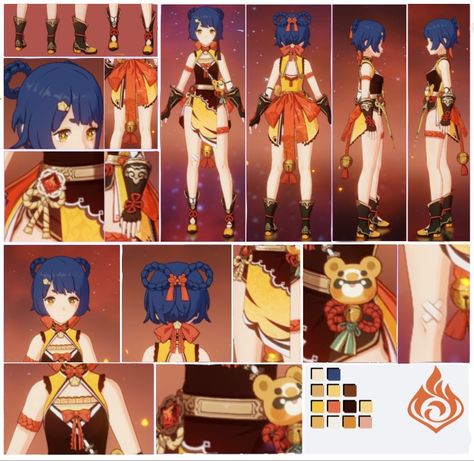 Xiangling Reference Sheet, Genshin Character Reference Sheet, Venti Reference Sheet, Genshin Impact Character Reference, Xiangling Redesign, Genshin Reference Sheet, Genshin Impact Reference, Xiangling Cosplay, Xiangling Genshin Impact