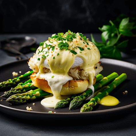 Crab Benedict Recipe, Crab Benedict, Fennel Slaw, Tomato Salsa Recipe, Grilled Asparagus Recipes, Napa Home, Special Breakfast, Slaw Recipe, Dungeness Crab