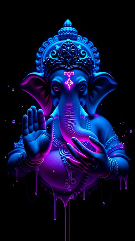 Glowing neon Ganesha phone wallpaper Neon Backgrounds Glow, Super Amoled Wallpaper, Amoled 8k Wallpaper, Ganesha Wallpaper, Neon Effect, Space Aesthetic, Universal Energy, Neon Backgrounds, Splash Screen