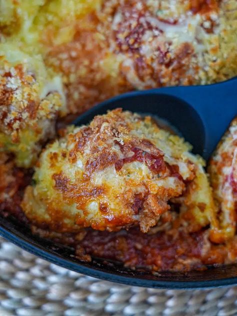 Chicken Meatball Parmigiana  - Simple Home Edit Chicken Parmigiana Meatballs, Chicken Meatball Parmesan, Meatball Parmigiana, Meatball Parmesan, Pork Pasta, Meatball Dishes, Chicken Meatball, Parmesan Meatballs, Slow Cooker Breakfast