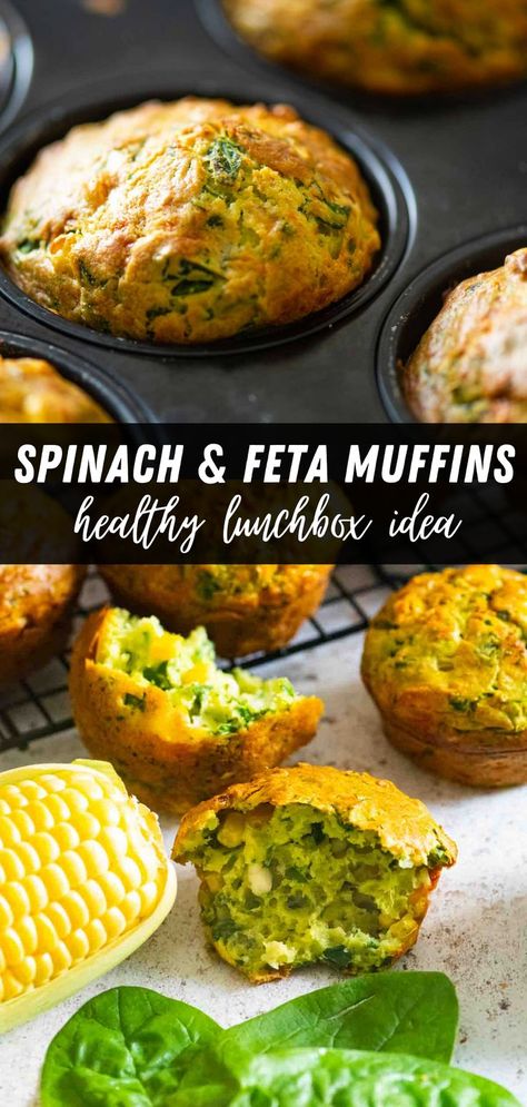 Recipes With Feta And Spinach, Feta Cheddar And Spinach Muffins, Savory Spinach Muffins, Feta Cheese Muffins, Spinach Muffin Recipes, Vegan Spinach Muffins, Savory Breakfast Muffins Healthy, Easy Savory Muffin Recipes, Savory Breakfast Baked Goods