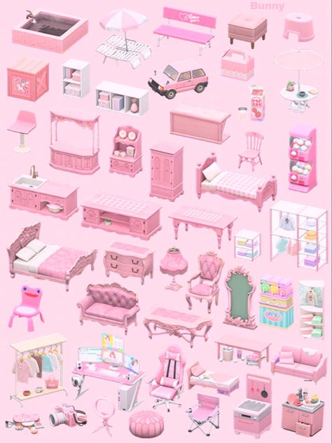 Kawaii Acnh Island Ideas, Kawaii Animal Crossing Island Ideas, Pink Acnh Island Ideas, Acnh Mabel Store Design, Acnh Pink Furniture, Cutecore Acnh Codes, Animal Crossing Kawaii Design, Cutecore Animal Crossing, Acnh Entrance Designs Pink