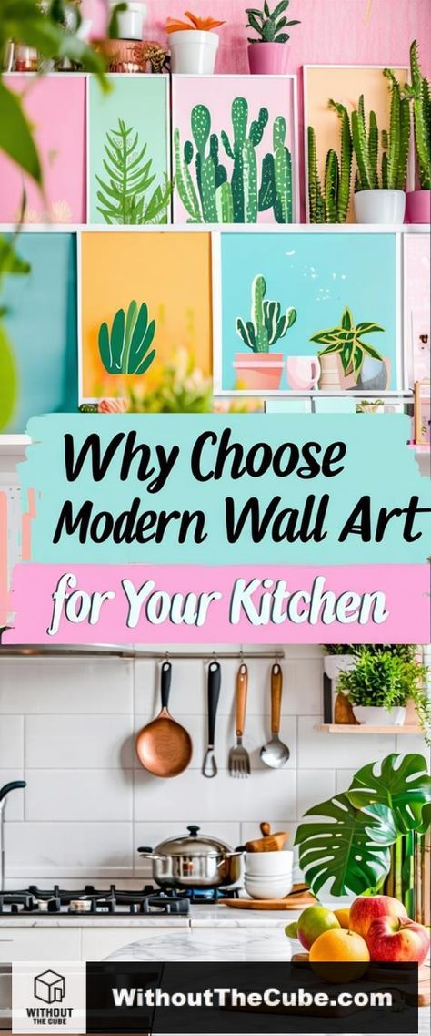 Modern wall art enhances the aesthetic appeal of your kitchen, creating a vibrant and inviting atmosphere. This thoughtful addition not only elevates the visual appeal but also reflects your personal style. Discover how the right pieces can transform your kitchen space into a culinary haven that inspires creativity and warmth. #HomeDecor #KitchenDesign #ModernWallArt #MinimalistStyle #ContemporaryLook #HomeInspiration Colorful Kitchen Wall Art, Kitchen Art Ideas, Bright Kitchen Colors, Colorful Kitchen Art, Bohemian Style Kitchen, Kitschy Kitchen Decor, Kitchen Color Palettes, Art Placement, Bohemian Kitchen