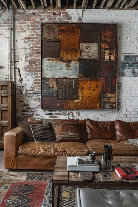 Minimalist Industrial Living Room, Industrial Living Room Ideas, Diy Man Cave, Best Man Caves, Loft Style Living, Modern And Rustic Decor, Living Room Stands, Industrial Chic Decor, Industrial Chic Design