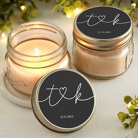 Mason Jar Candles Wedding, Mason Jar Candle Favors, Wedding Souvenirs For Guests, Mason Jar Favors, Personalized Mason Jars, Creative Wedding Favors, Inexpensive Wedding Favors, Mini Mason Jars, Candle Wedding