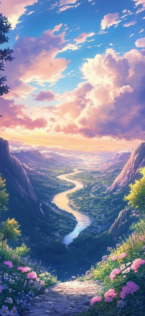 #Aesthetic #Wallpaper #iPhone #aiwallpaper #aiart #wallpapers #anime #animewallpaper Anime Scenery Wallpaper Phone, Vibrant Wallpaper Iphone Aesthetic, Aesthetic Anime Scenery, Fantasy Wallpaper Iphone, Anime Landscape Phone Wallpaper, Genshin Scenery Wallpaper Phone, Genshin Wallpaper Scenery, Aesthetic Anime Scenery Wallpaper, Anime Nature Wallpaper Hd