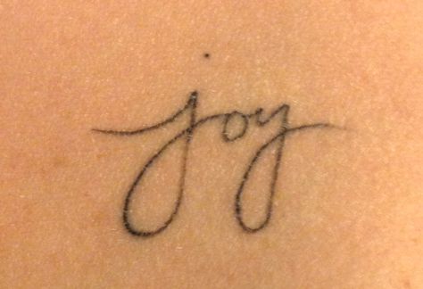 Minimal tiny joy tattoo Joy Cursive Tattoo, Joyful Tattoo Ideas, Joy Symbol Tattoo, Joy Tattoo Ideas Symbols, Joyful Tattoo, Joy Tattoo Ideas, Joy Symbol, Lil Tattoos, Joy Tattoo