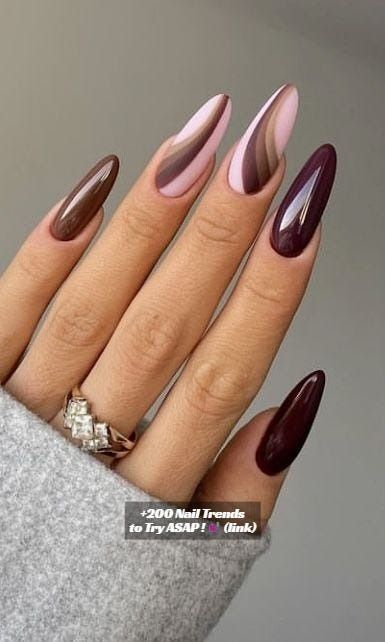 213 Acrylic Nails Ideas for Every Day & Occasion (Full Guide) – Grand Goldman Nails Burgundy, Xmas Nail, Abstract Nails, Nails Dark, September Nails, November Nails, Sassy Nails, Nails Winter, Her Nails