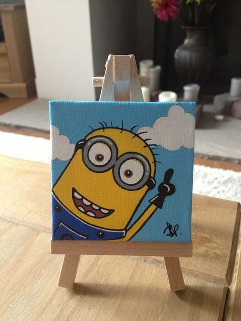 Minion Painting, A Minion, Despicable Me, Blu Ray, Minion, Painting Ideas, Dvd, Canvas, Minions