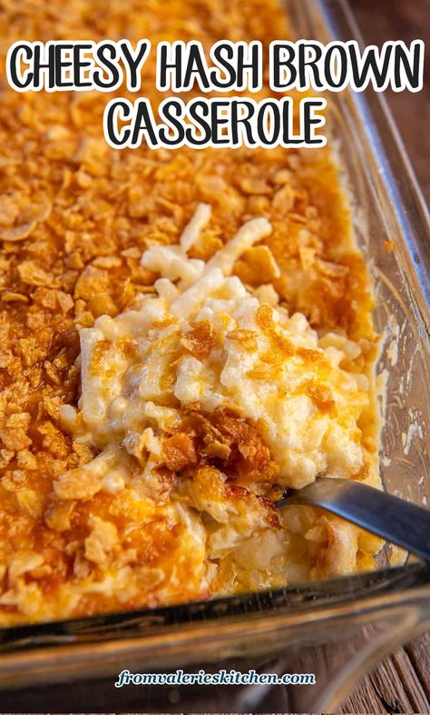 This easy, cheesy Hash Brown Casserole is a classic recipe that's perfect for serving with your holiday ham. A nostalgic, comforting side dish that's so easy to make! Hashbrown Side Dish, Cheesy Hashbrown Casserole With Ham, Hashbrown Casserole Oven, Hashbrown Casserole With Tater Tots, Cheesy Hashbrowns Oven, Hashbrown And Ham Casserole, Cheesy Hashbrown, Hashbrown Casserole Recipes, Cheesy Potato Casserole With Hashbrowns