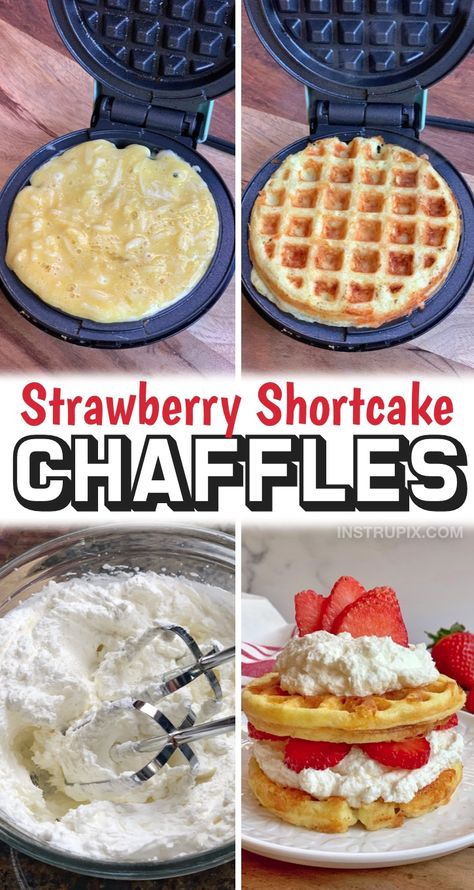 Easy & Sweet Keto Dessert Chaffles Recipe (Strawberry Shortcake) Strawberry Shortcake Chaffles, Keto Dessert Chaffle Recipe, Sweet Chaffle Recipes Easy, Low Calorie Chaffle, Dessert Chaffle Recipes, Chaffles Recipe Keto Easy, Chaffle Recipes Easy, Chaffle Recipe Keto Easy, Chaffel Recipes