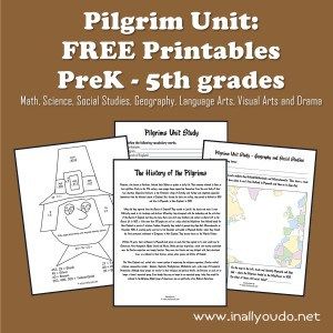 Free Pilgrim Unit Study and Printables (Pre-K - 5th Grade) Thanksgiving Homeschool, Thanksgiving Unit Study, Homeschool Thanksgiving, Homeschool Units, Classroom Thanksgiving, American History Homeschool, Homeschool Holidays, Study Printables, Thanksgiving Lessons