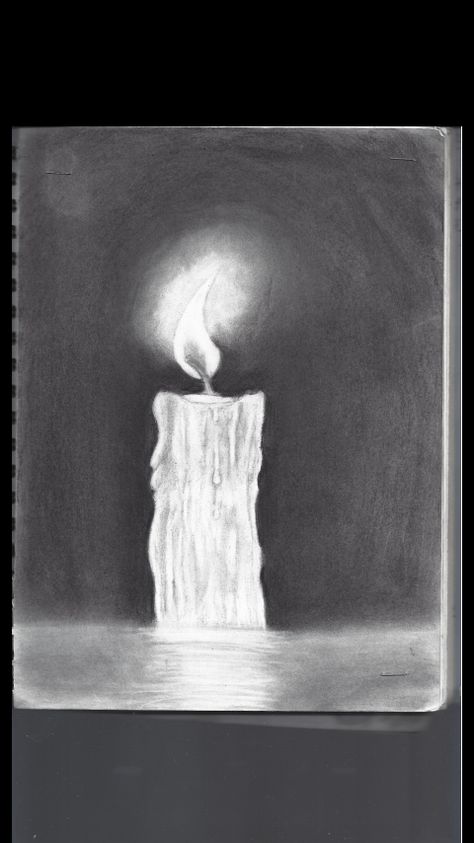 Candle Drawing Pencil, Things To Draw Ideas, Pencil Shading Techniques, To Draw Ideas, Drawing With Charcoal, Realistic Candles, Candle Drawing, Easy Things To Draw, Drawing Realistic