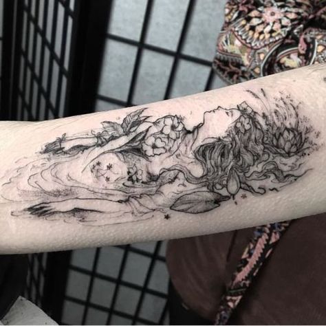 Artsy Tattoos, Tattoo People, Writing Tattoos, Metal Tattoo, Painting Tattoo, Botanical Tattoo, Small Tattoo Designs, Dream Tattoos, Sleeve Tattoos For Women