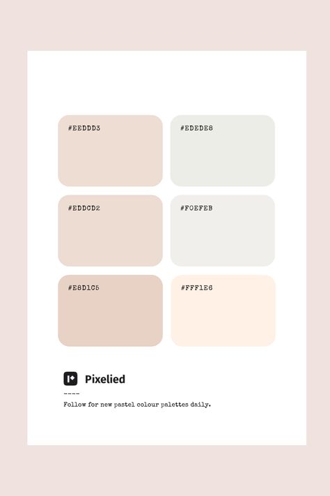 This pastel color palette features a range of soft, muted neutrals from warm beige to light taupe. These gentle hues create an elegant and understated look, perfect for designs that aim to convey a sense of calm and sophistication. Ideal for illustration, branding, typography, and web UI, this palette brings a refined and timeless quality to any project. Light Natural Color Palette, Muted Pastel Color Palette, Color Scheme Generator, Color Generator, Calm Color Palette, Palette Challenge, Beige Color Palette, Pastel Color Palette, Neutral Wedding Colors