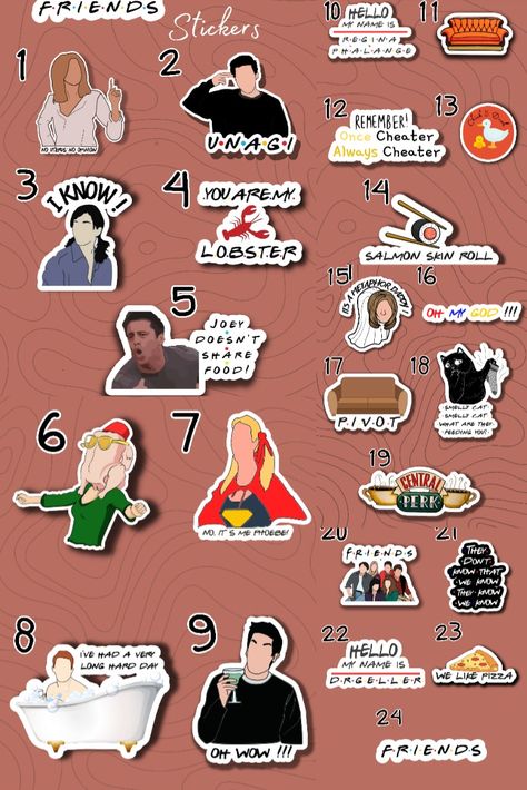 Friends Tv Show Stickers Printable, Friends Show Stickers, Best Friend Stickers Printable, Friends Stickers Printable, Friends Tv Show Stickers, Tv Show Stickers, Hello 11, Friends Stickers, Friends Journal