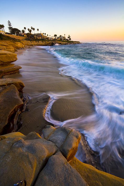 I long exposure of a surf at La Jolla Shores, San Diego, CA Beach Safety, La Jolla Shores, Southern California Beaches, Outdoor Showers, La Jolla California, Amazing Landscapes, California Beach, Destin Beach, San Diego California