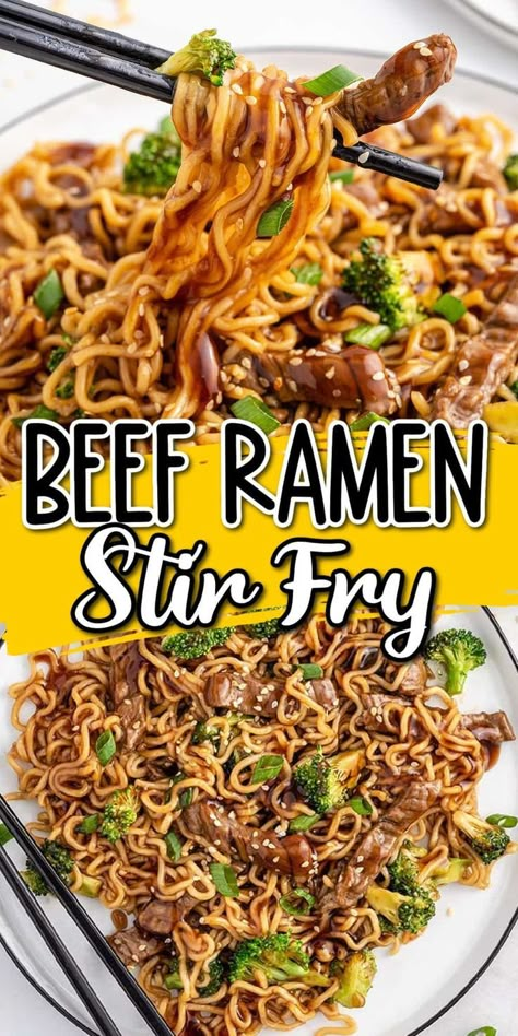 Ramen Beef Stir Fry Recipes, Steak And Broccoli Ramen, Broccoli Beef Ramen, Beef Ramen Noodles Stir Fry, Steak Ramen Stir Fry, Ramen Noodle Beef And Broccoli, Beef And Broccoli With Ramen Noodles, Beef Teriyaki Stir Fry Noodles, Steak And Noodle Stir Fry