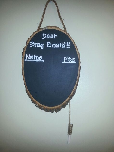 Chalkboard Deer Camp Brag Board Deer Camp Cabin, Deer Lease Ideas, Deer Camp Ideas, Hunting Camp Ideas Cabin, Deer Camp Decor, Hunting Theme Room, Lake House Decor Diy, Hunting Camp Decor, Hunting Cabin Ideas