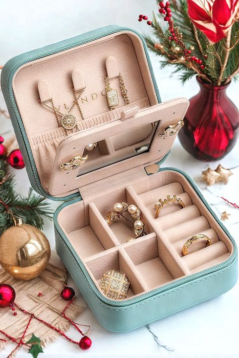 Vlando Small Travel Jewelry Box Organizer - Display Case for Girls Women Gift Rings Earrings Necklaces Storage with Mirror Blue Storage With Mirror, Necklaces Storage, Jewelry Box Organizer, Necklace Storage, Jewelry Roll, Travel Jewelry Box, Box Organizer, Jewelry Organizer Box, Travel Jewelry Case