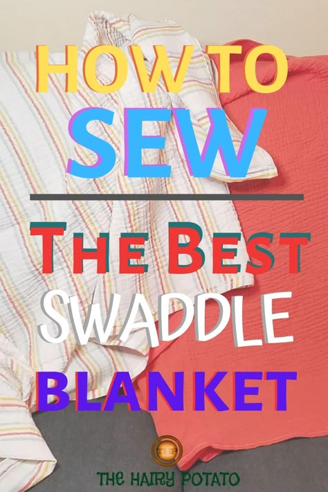 Super easy DIY  - if you own a sewing machine and are a beginner, this is the best project for you! #sewing #swaddle #blanket #muslin #gauze #doublecotton Diy Swaddle Wrap Sewing Patterns, How To Sew A Swaddle Blanket, Sew Swaddle Blanket, Gauze Swaddle Blanket Pattern, Gauze Blanket Diy, Muslin Swaddle Blanket Pattern, Diy Baby Swaddle Blanket, Diy Swaddle Wrap, How To Make A Swaddle Blanket