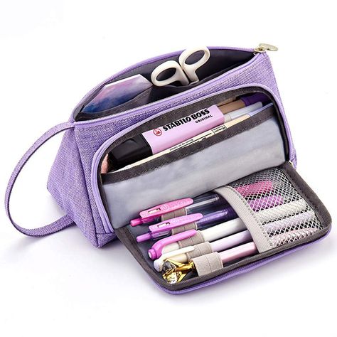 Canvas Pencil Case, Pencil Case Pouch, Canvas Storage, Pencil Case Stationery, Cute Pens, Cute School Supplies, Pen Pouch, Stationery Storage, Stationery Organization