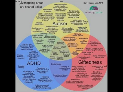 ASD/ADHD/Giftedness Venn diagram - The Chat Board - The Well-Trained Mind Community Gifted Adults, Tracker Ideas, Awareness Quotes, Behavior Analysis, Vie Motivation, Spectrum Disorder, Mental And Emotional Health, Mood Tracker, Psychology Facts